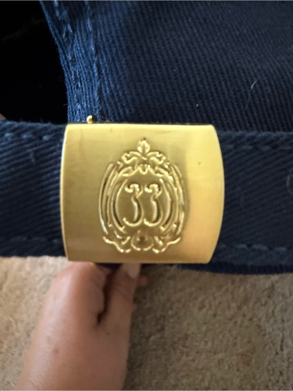 Navy Blue Baseball Cap with Gold Key Emblem - Picture 4 of 4